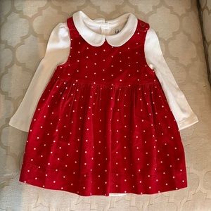 Red and cream 2 piece polka dot dress set